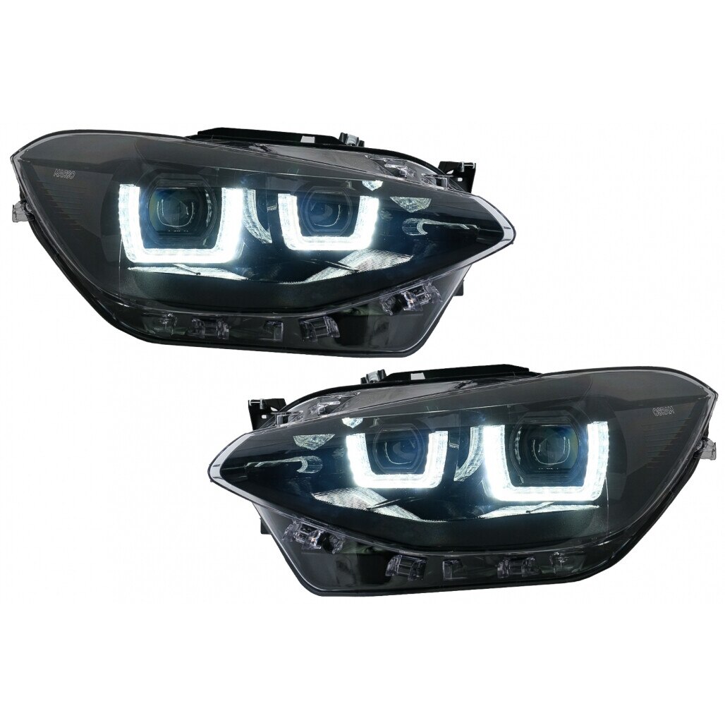 Set 2 Faruri Osram LED DRL compatibil cu BMW 1 Series F20 F21 (2011-08.2014) Semnal Dinamic Secvential Negru