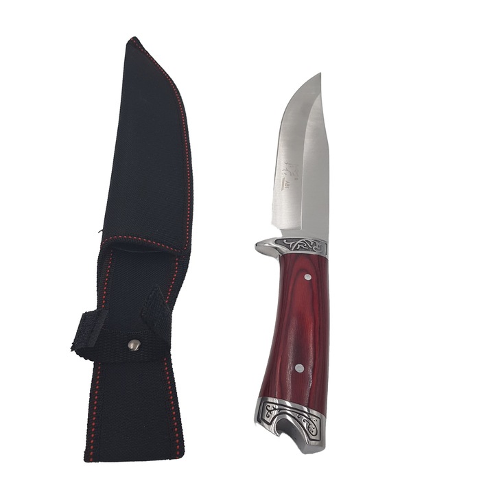 Cutit vanatoare maner rosu , Dalimag , 31 cm, husa