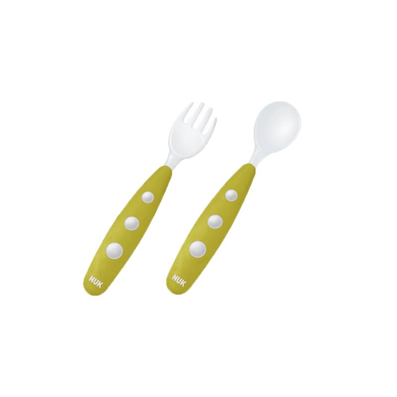 Set 2 piese lingurita si furculita Nuk 255047, Verde 8+ luni