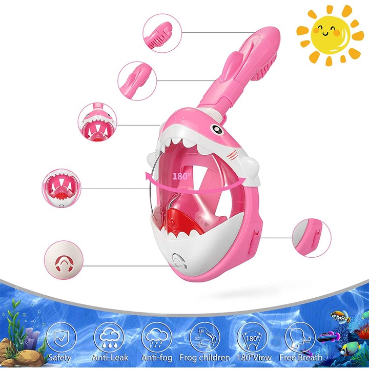 STREND PRO Gyerek Snorkeling maszk, Cápa mintás/Rózsaszín