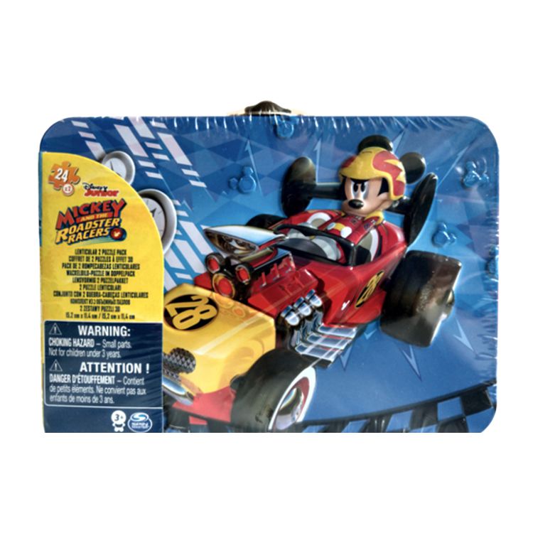 Set de 2 puzzleuri lenticulare Mickey Mouse - 24 de piese in cutie metalica