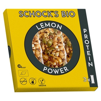 Batoane bio crocante cu lamaie Power Schock 3x25g Batoane bio crocante cu lamaie Power Schock 3x25g