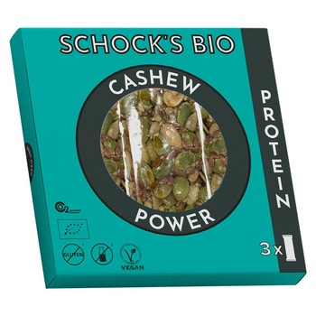 Batoane bio crocante cu caju Power Schock 3x25g Batoane bio crocante cu caju Power Schock 3x25g