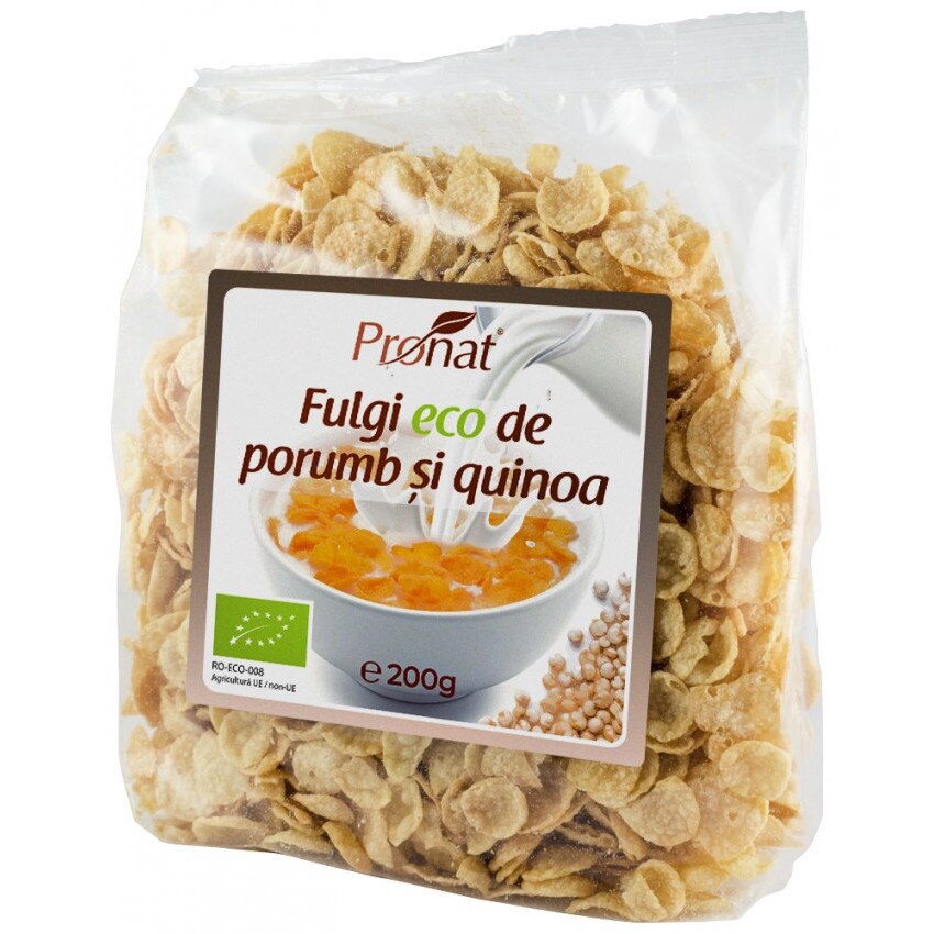 Fulgi bio de porumb si quinoa Pronat 200g