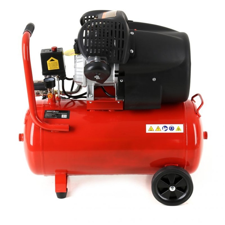 KraftDele KD1484 Ipari kompresszor, 50 liter, 3kW, 2 henger 320 liter / perc, piros