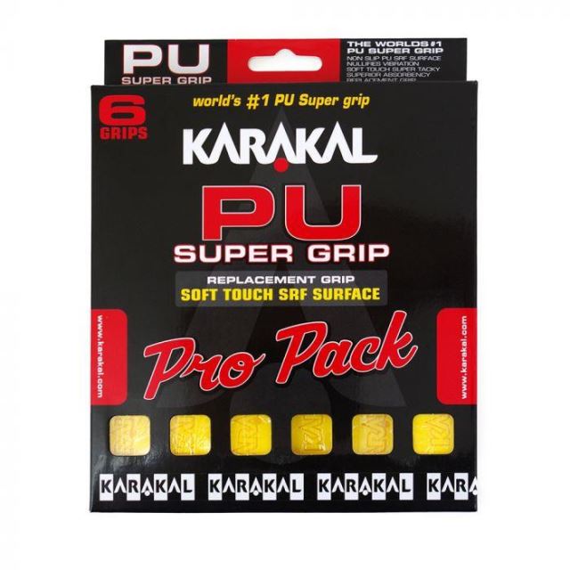 Set gripuri Karakal PU Super Grip - 6 bucati galben