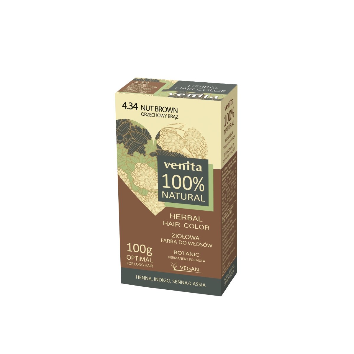 Vopsea de par bio, Nr. 4.34, Blond Aluna, 100% Natural, 100g