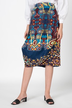 Antonia M, Fusta midi cu model abstract, Multicolora, S Antonia M, Fusta midi cu model abstract, Multicolora, S