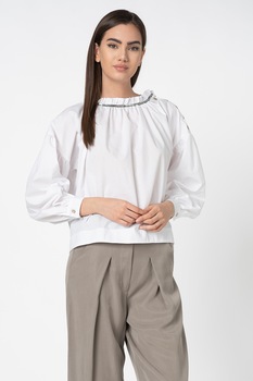 Antonia M, Bluza tip tunica, cu aplicatie metalica, Alb, One Size Antonia M, Bluza tip tunica, cu aplicatie metalica, Alb, One Size