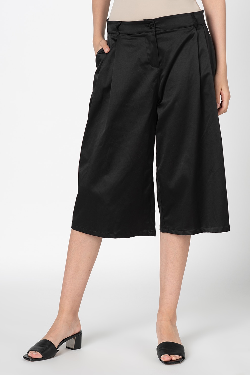 Antonia M, Pantaloni capri cu croiala ampla, Negru