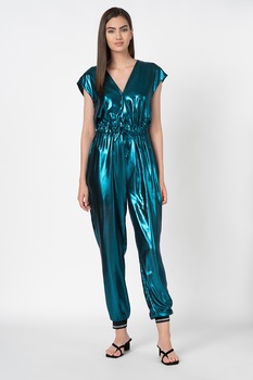 Antonia M, Salopeta cu decolteu in V si aspect metalizat, Turcoaz Antonia M, Salopeta cu decolteu in V si aspect metalizat, Turcoaz