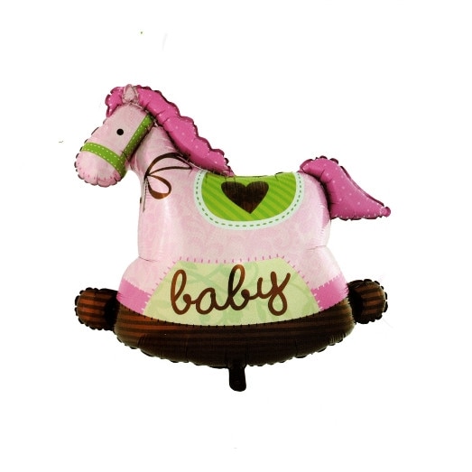 Balon folie, calut carusel, roz