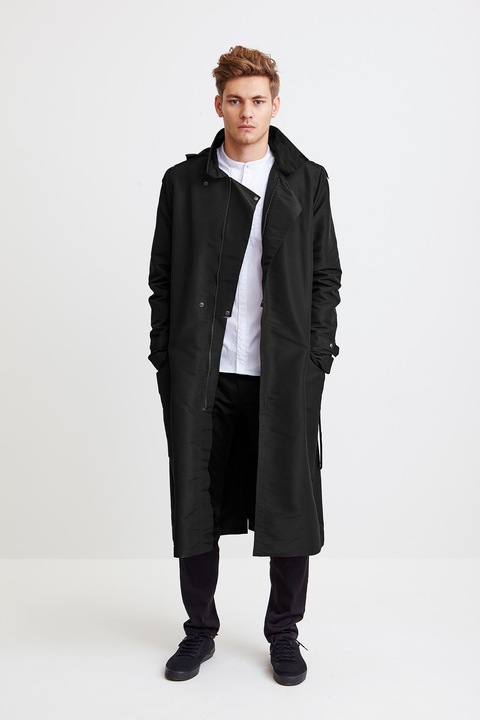 THERAINCOAT Long Zipper Coat - fekete férfi esőkabát, L méret