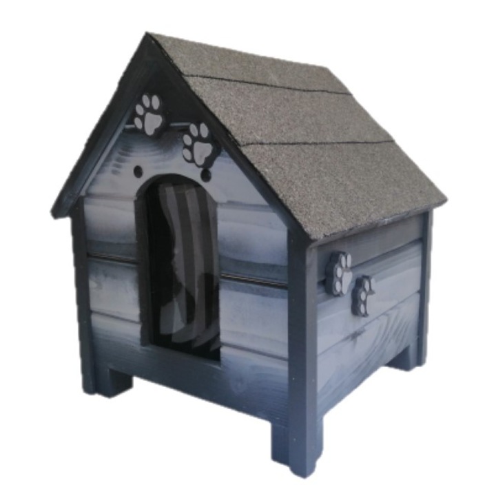Къща за куче, Дърво, Размер S, 45 x 45 x 45 cm, Сива