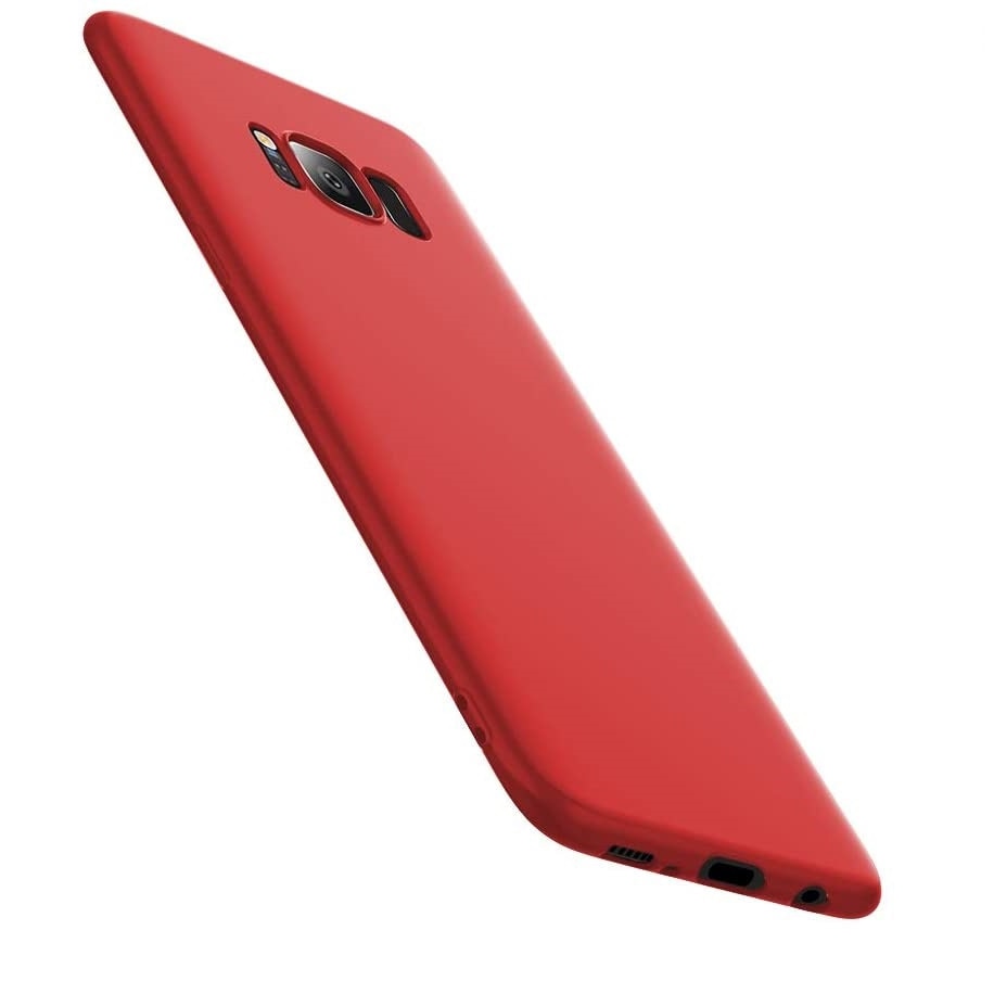 Husa compatibila cu Samsung Galaxy S8, ultra slim, silicon Rosu, cu interior de catifea, PlanetPhone