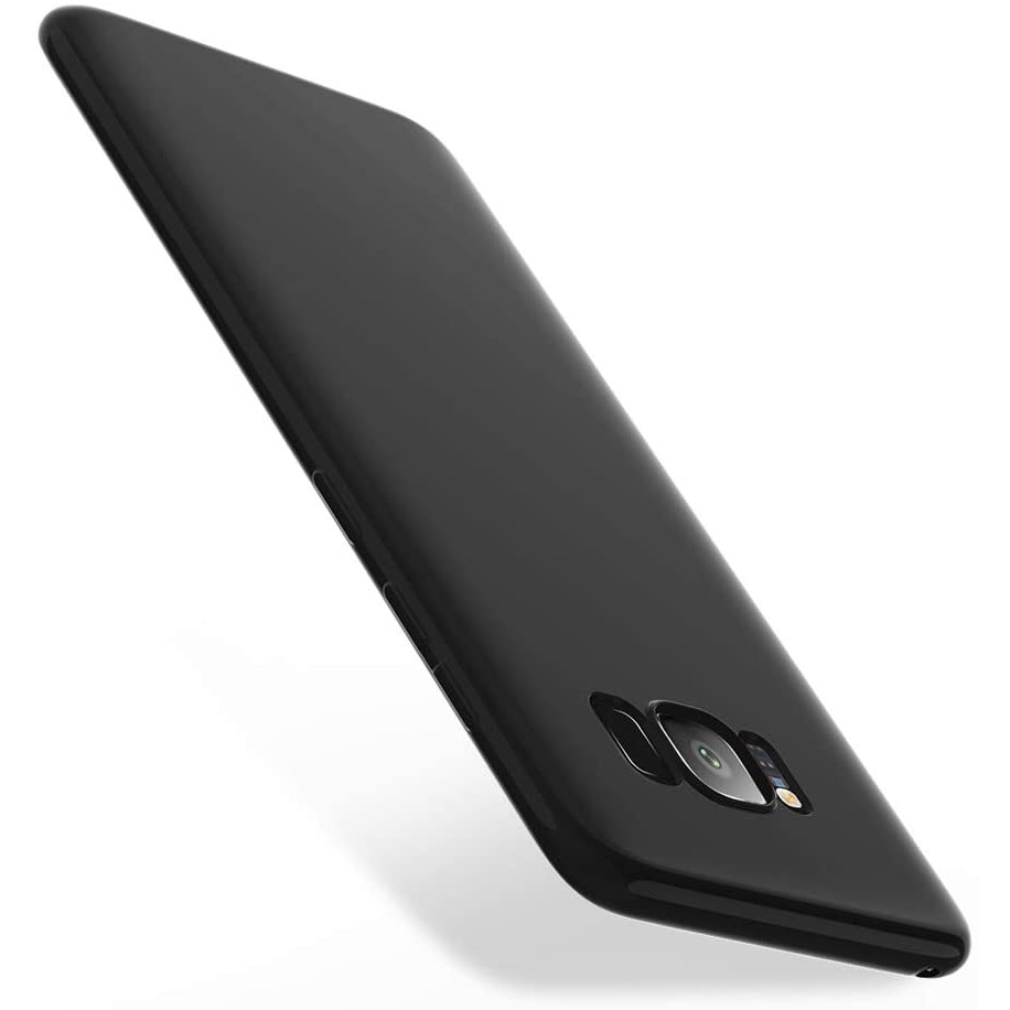 Husa compatibila cu Samsung Galaxy S8, ultra slim, silicon Negru, cu interior de catifea, PlanetPhone