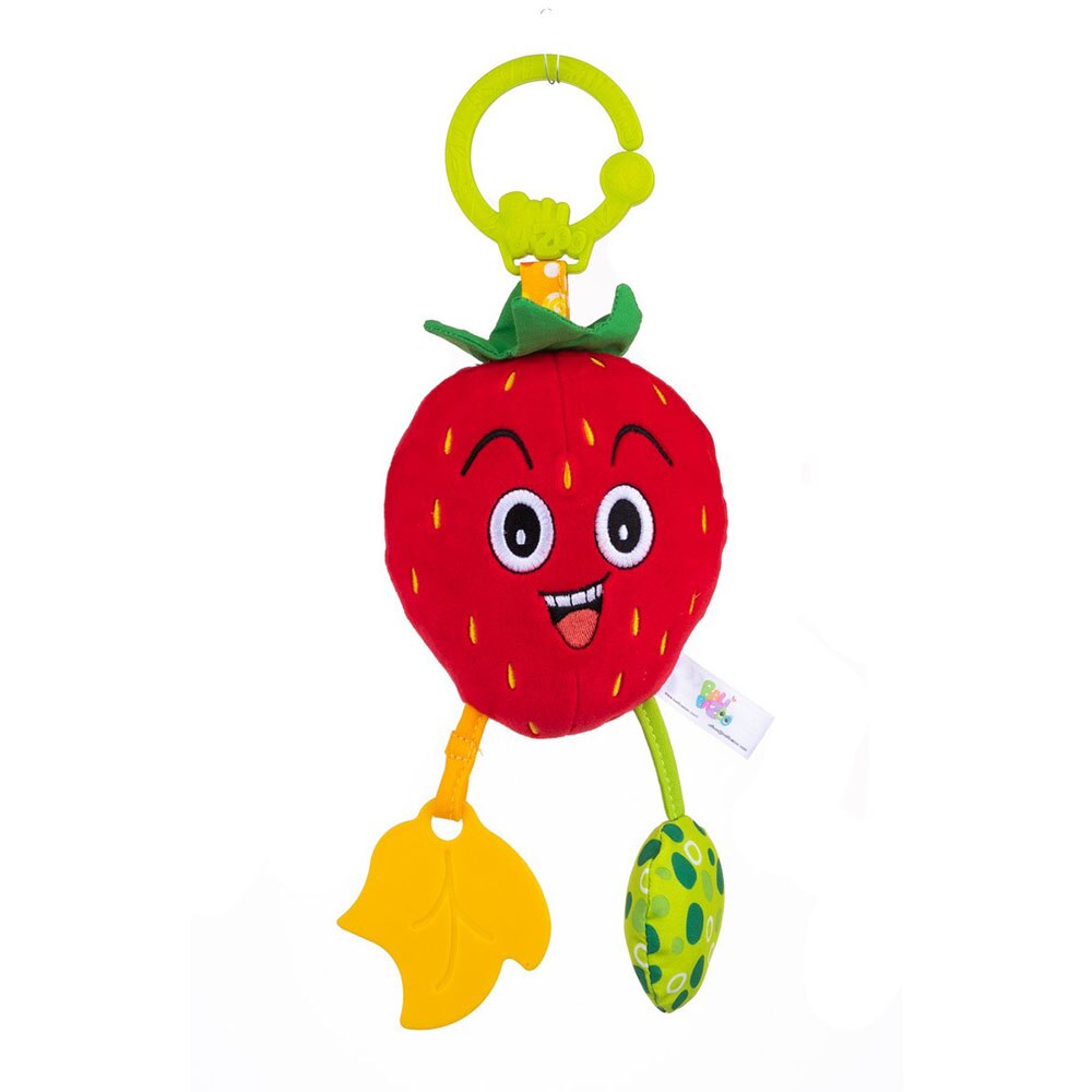 Jucarie pentru patut/carut capsuna, prindere cu clema speciala, realizat din diverse materiale, 11 x 4 x 27 cm