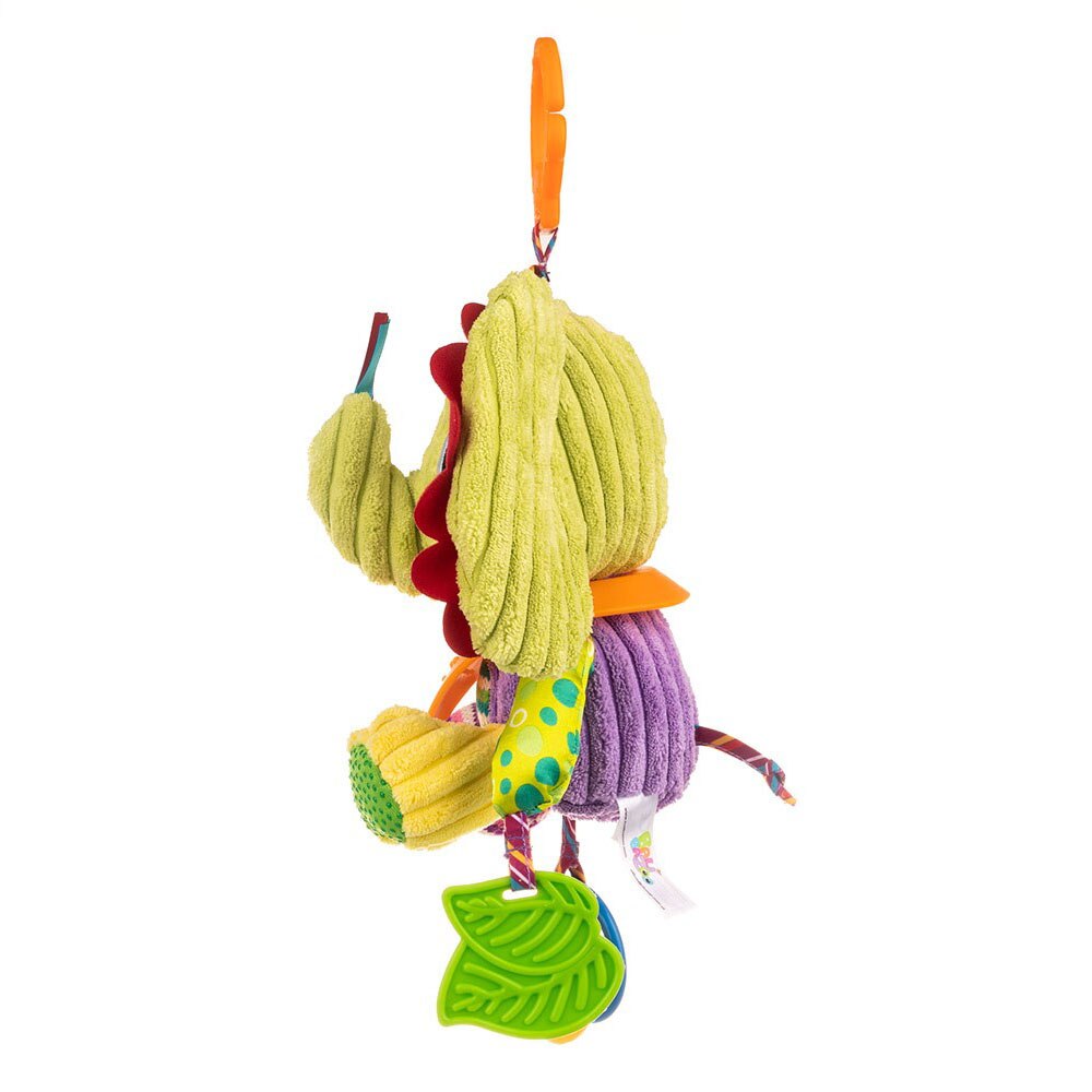 Jucarie pentru patut/carut elefantul Elvis, prindere cu clema speciala, realizat din diverse materiale, 13 x 25 x 34 cm