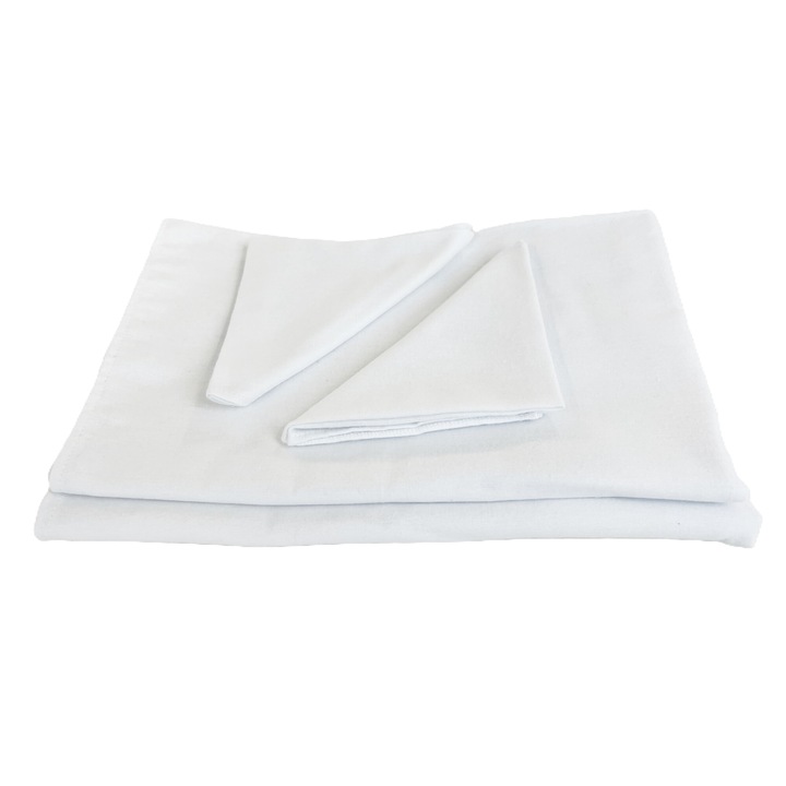 Set 2 bucati scutec de infasat bebe, 100x100cm, finet, cu 2 lavete, model uni, alb