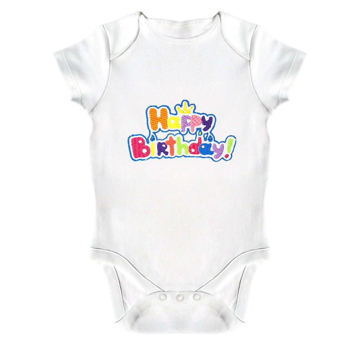 Body bebe, LWS, bumbac organic, brodat, model La multi ani coroana, Alb