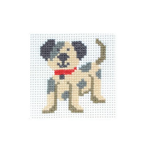 Set de brodat pentru copii, Anchor, model Catel, cu diagrama si fire mouline, dimensiune 10x10 cm