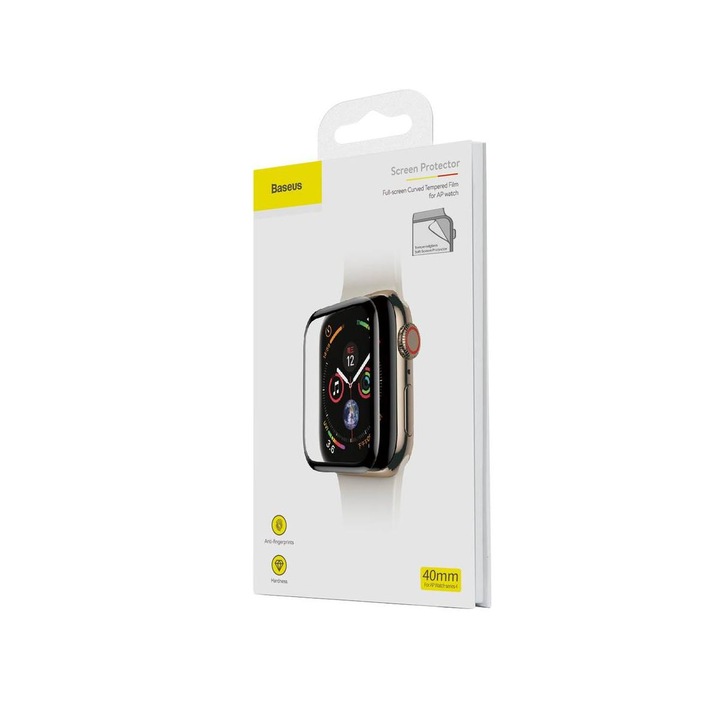 Baseus iWatch 0.2 mm, teljes felületre, ívelt szélek, edzett üveg, 38 mm, fekete (SGAPWA4-E01)