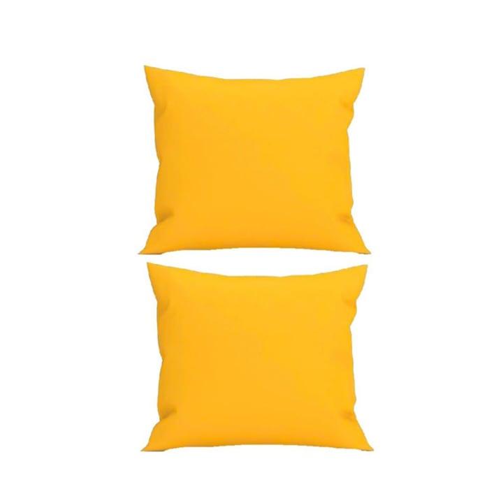 Set 2 Perne decorative patrate, 40x40 cm, pentru canapele, pline cu Puf, culoare galben