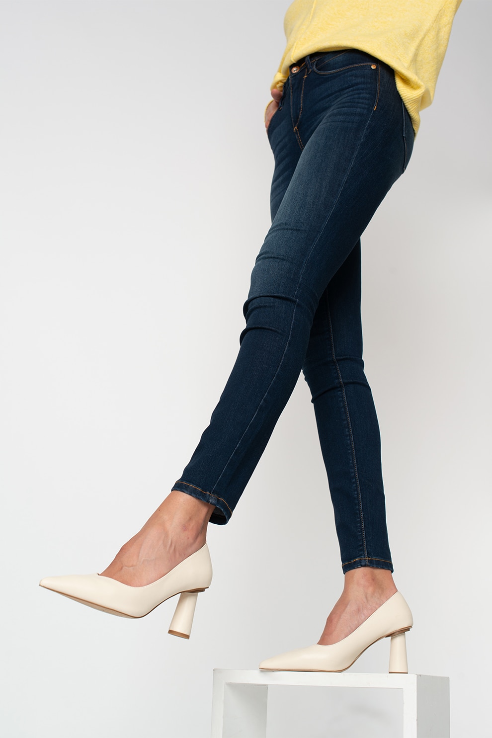 Tom Tailor, Blugi skinny cu aspect decolorat, Albastru inchis, W26-L32