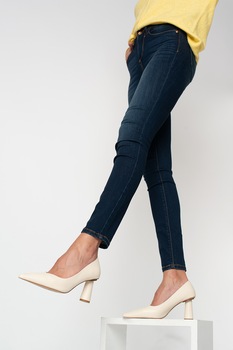 Tom Tailor, Blugi skinny cu aspect decolorat, Albastru inchis, W26-L32 Tom Tailor, Blugi skinny cu aspect decolorat, Albastru inchis, W26-L32