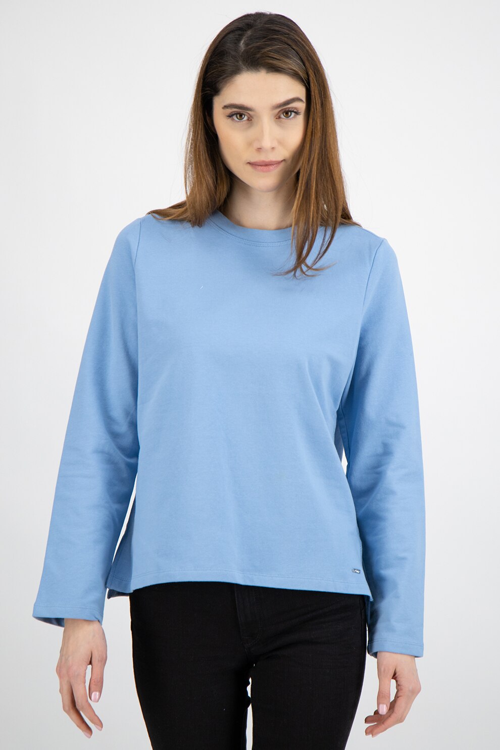 Tom Tailor, Bluza sport cu decolteu la baza gatului, Albastru pastel