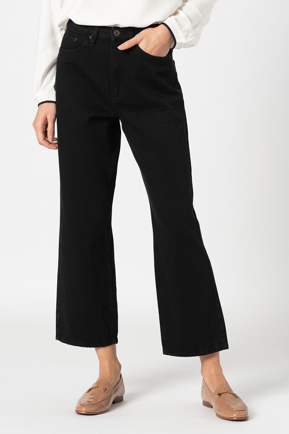 Tom Tailor, Blugi crop drepti Kate, Negru