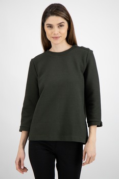 Tom Tailor, Bluza texturata cu maneci 3/4, Verde inchis Tom Tailor, Bluza texturata cu maneci 3/4, Verde inchis