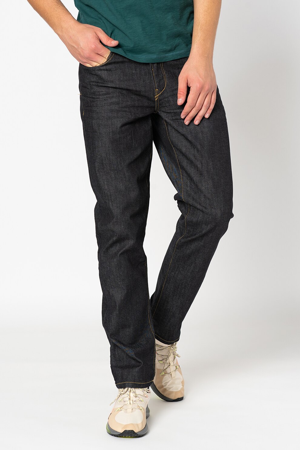 !Solid, Blugi drepti Ryder, bleumarin inchis, alb