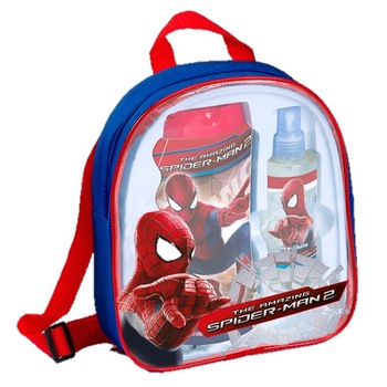 Rucsac cu produse cosmetice pentru baieti, Spiderman, Apa de toaleta si gel de dus 2 in 1 Rucsac cu produse cosmetice pentru baieti, Spiderman, Apa de toaleta si gel de dus 2 in 1