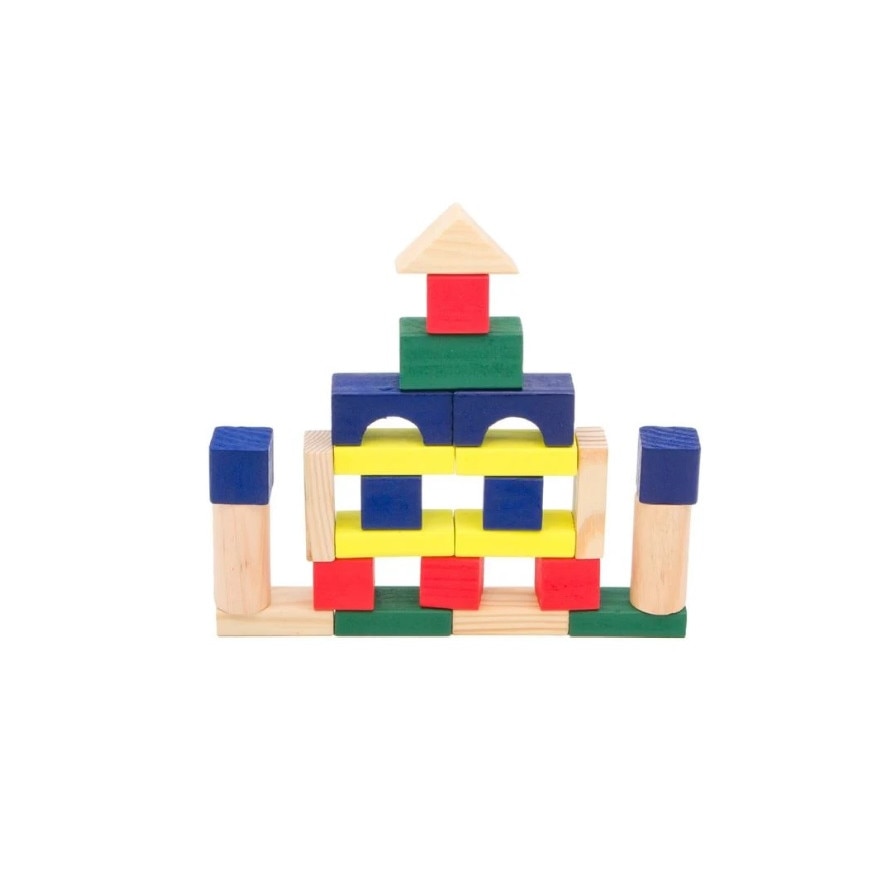 Cuburi de Constructii din lemn colorate, cu diferite forme geometrice ...
