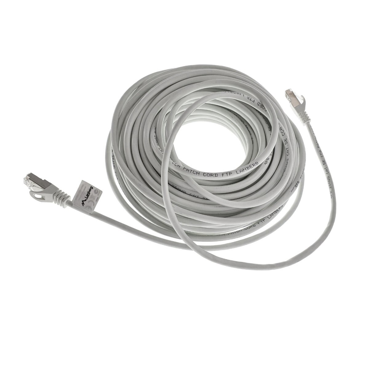 Cablu ecranat FTP, Lanberg 42101, cat.5e, mufat 2xRJ45, lungime 20m, AWG 26, 100 MHz, de legatura retea, ethernet, alb