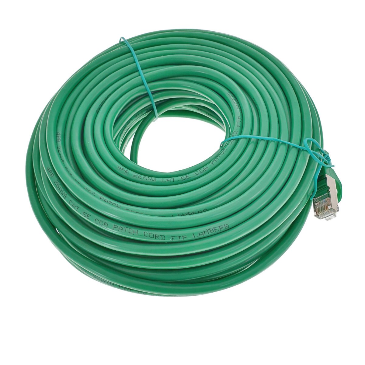 Cablu ecranat FTP, Lanberg 42792, cat.5e, mufat 2xRJ45, lungime 30m, AWG 26, 100 MHz, de legatura retea, ethernet, verde