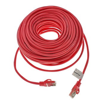 Cablu ecranat FTP, Lanberg 42794 cat.5e, mufat 2xRJ45, lungime 30m, AWG 26, 100 MHz, de legatura retea, ethernet, rosu Cablu ecranat FTP, Lanberg 42794 cat.5e, mufat 2xRJ45, lungime 30m, AWG 26, 100 MHz, de legatura retea, ethernet, rosu