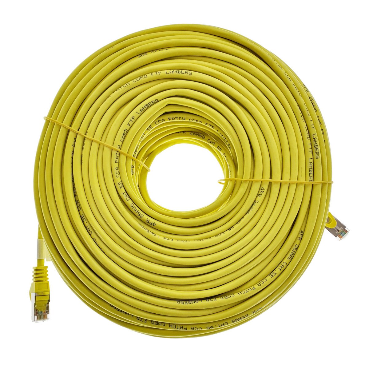 Cablu ecranat FTP, Lanberg 42815, cat.5e, mufat 2xRJ45, lungime 50m, AWG 26, 100 MHz, de legatura retea, ethernet, galben