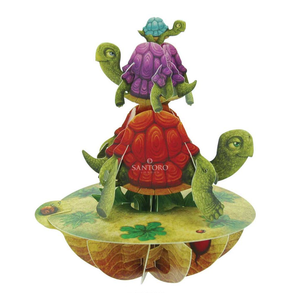 Felicitare 3D Santoro Piruettes - Balancing Tortoises