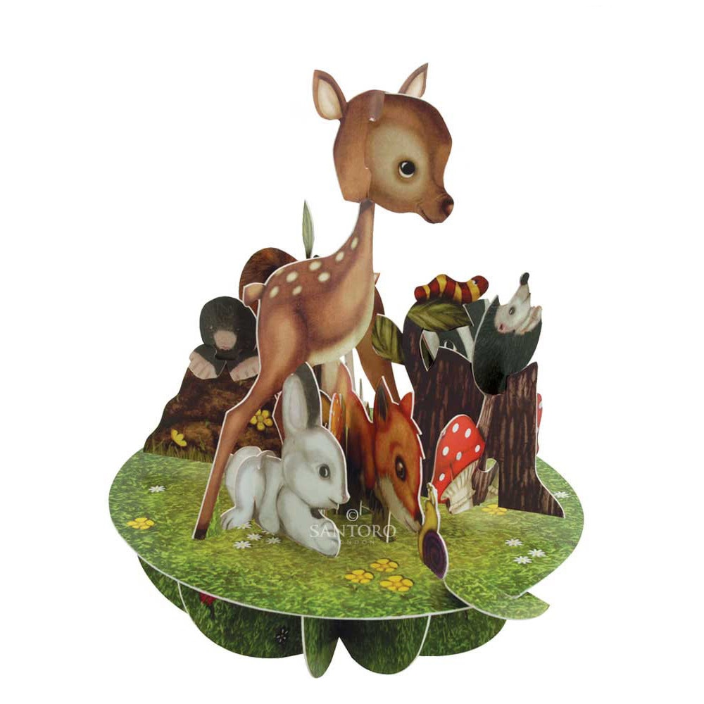 Felicitare 3D Santoro Piruettes - Cute Baby Animals