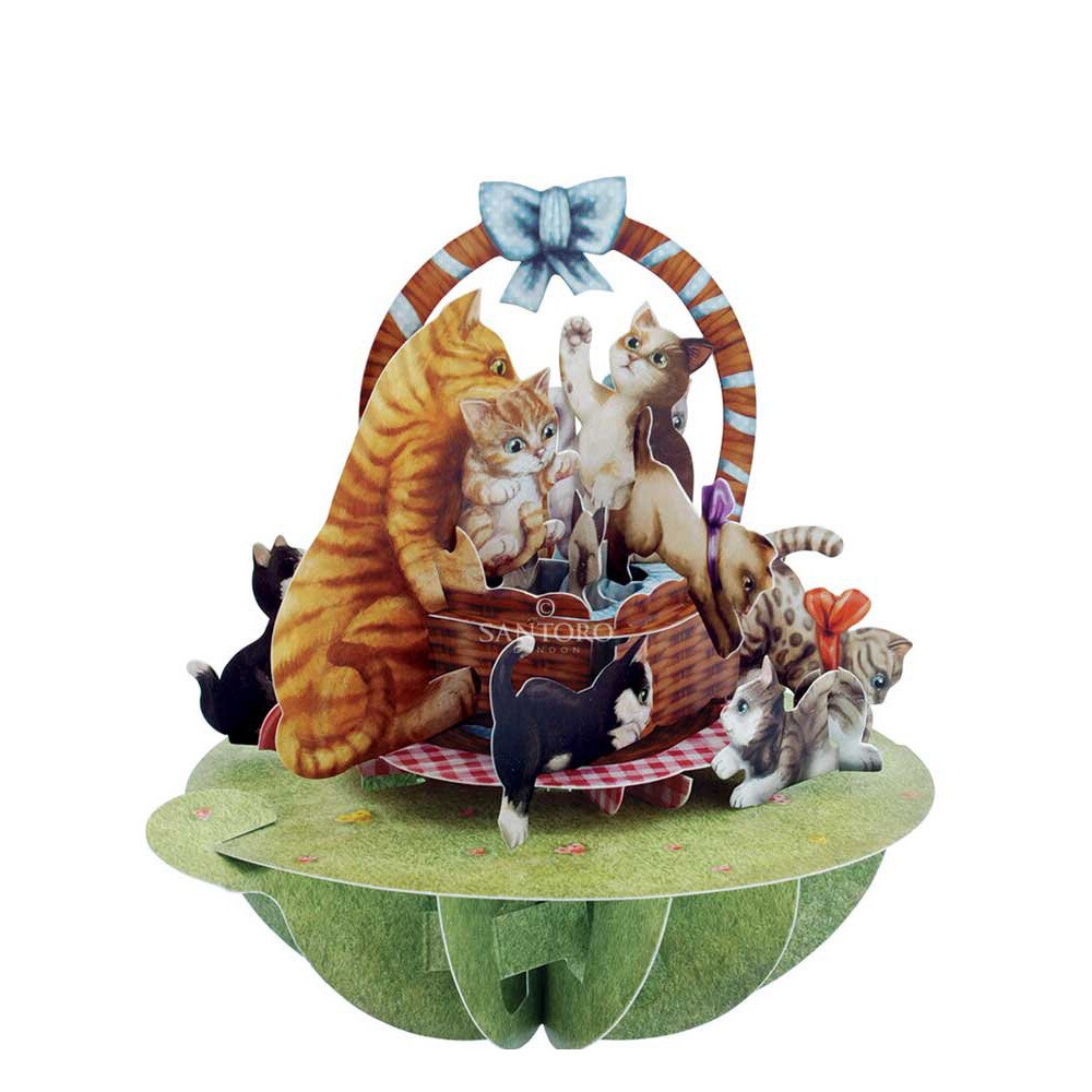 Felicitare 3D Santoro Piruettes - Kittens In A Basket