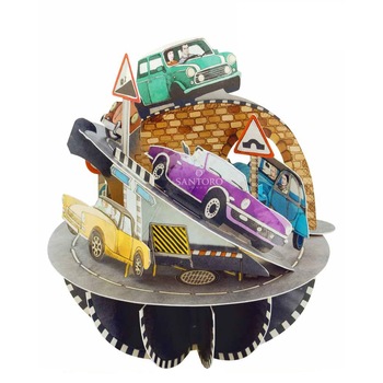 Felicitare 3D Santoro Piruettes - Retro Cars Felicitare 3D Santoro Piruettes - Retro Cars