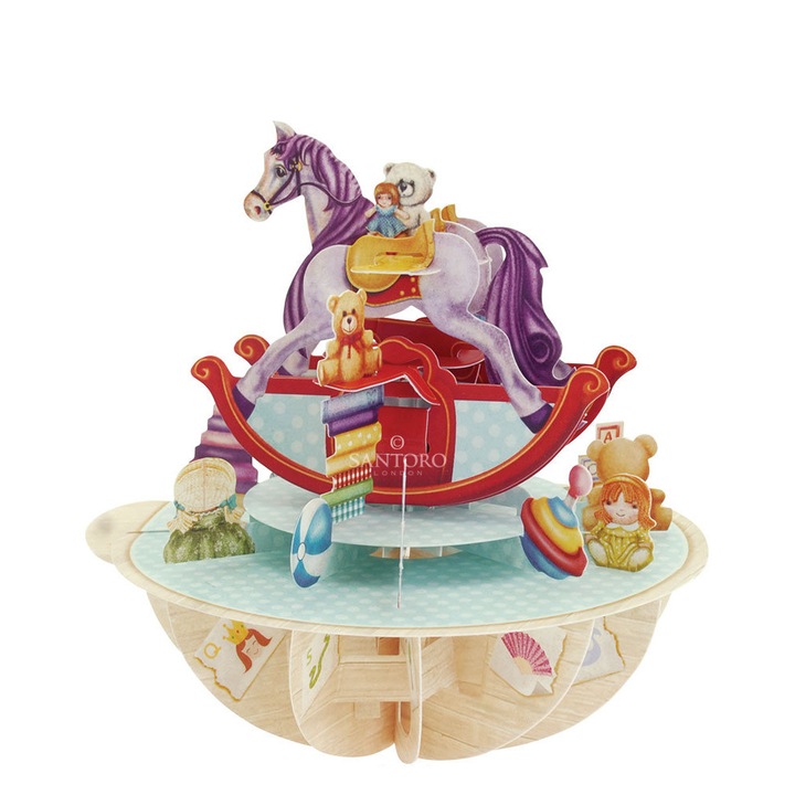 Felicitare 3D Santoro Piruettes - Rocking Horse
