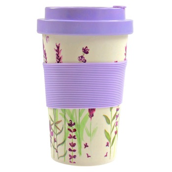 Cana de voiaj - Eco Friendly - Lavender , Bambus, 350 ml, Multicolor Cana de voiaj - Eco Friendly - Lavender , Bambus, 350 ml, Multicolor