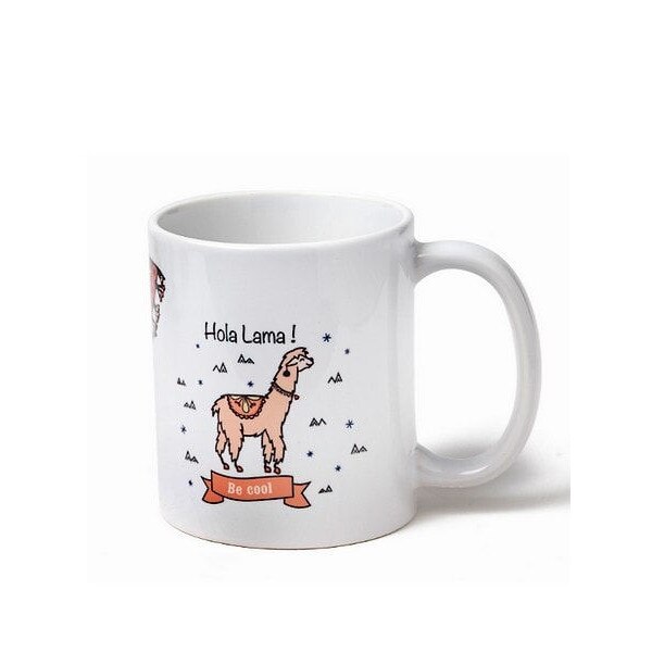 Cana - Hola Lama, Ceramica, 350 ml, Multicolor