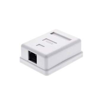 Priza simpla cat5e LanKATT neecranata 1 x RJ45, UTP, echipata, montaj aparent - pe tencuiala Priza simpla cat5e LanKATT neecranata 1 x RJ45, UTP, echipata, montaj aparent - pe tencuiala