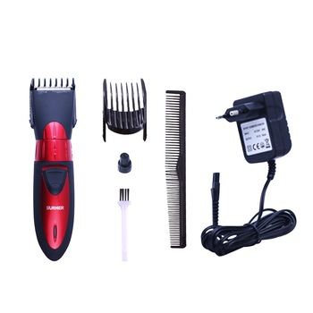 Masina profesionala de tuns complet accesorizata, Surker, cu acumulator reincarcabil, reglare intervale taiere prin rotire, piepteni distantieri, culoare rosu cu negru Masina profesionala de tuns complet accesorizata, Surker, cu acumulator reincarcabil, reglare intervale taiere prin rotire, piepteni distantieri, culoare rosu cu negru