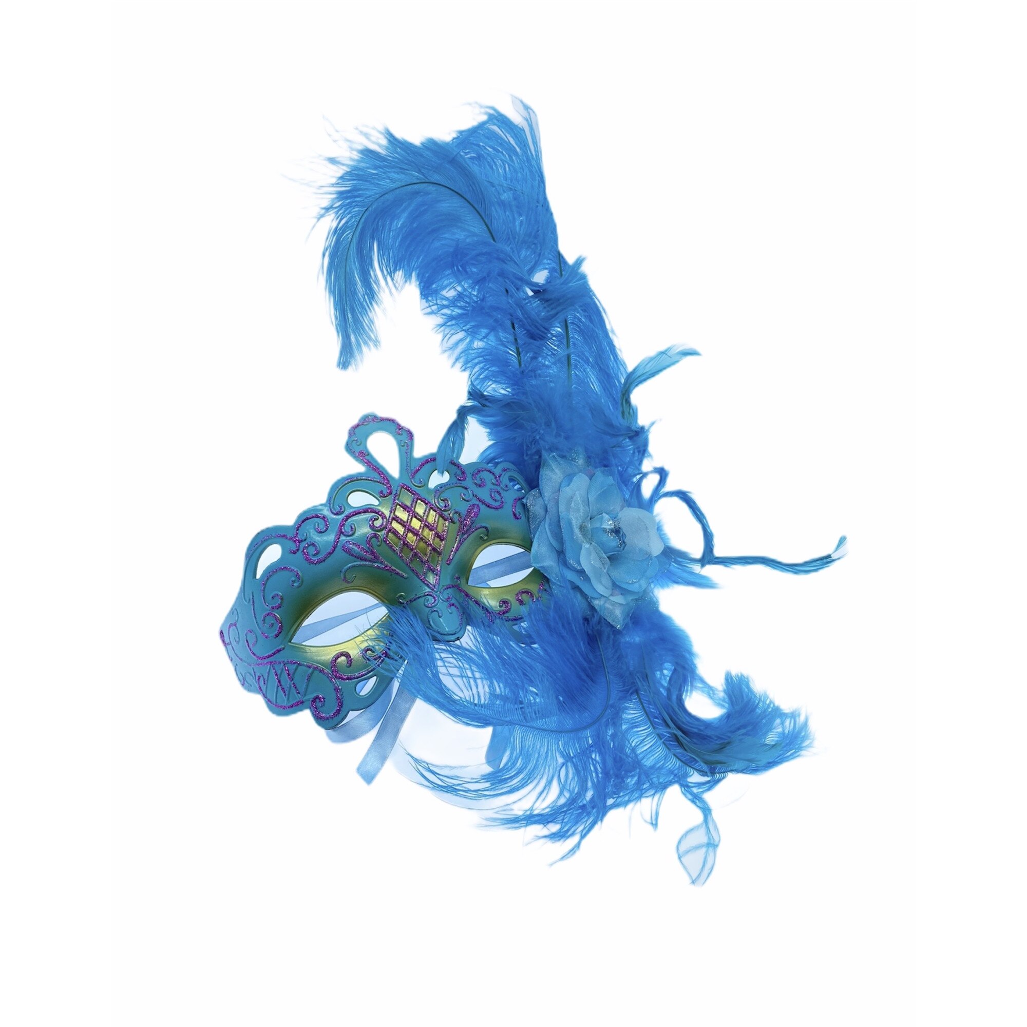 Masca petrecere cu pene, Albastru