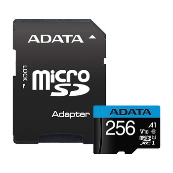 Card de memorie cu adaptor Premier Adata, Micro SD, UHS-I, Clasa 10, 256 GB Card de memorie cu adaptor Premier Adata, Micro SD, UHS-I, Clasa 10, 256 GB